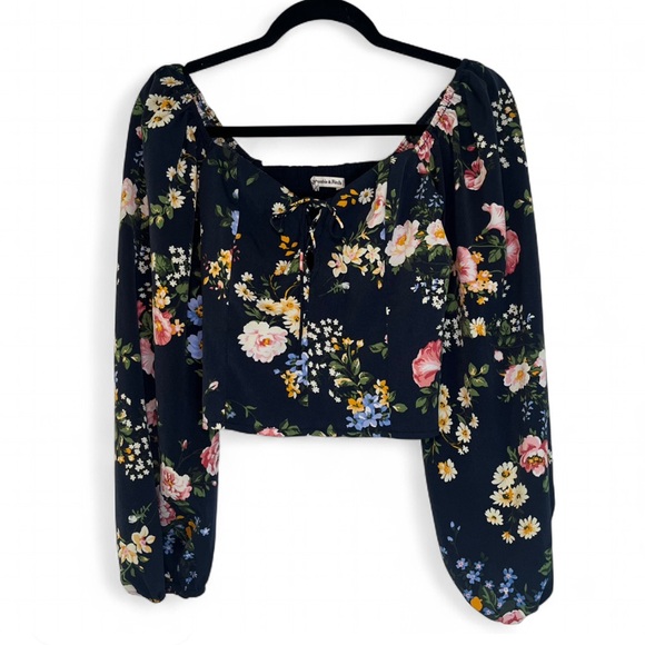 Abercrombie & Fitch Tops - Abercrombie Puff Sleeve Lace Up Sweetheart Blouse Floral Boho Size Small